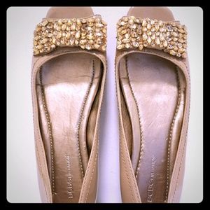 BCBGeneration Nude/Rose Gold open toe flats